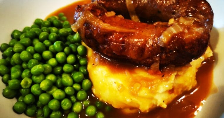 Bangers and Mash with Onion Gravy