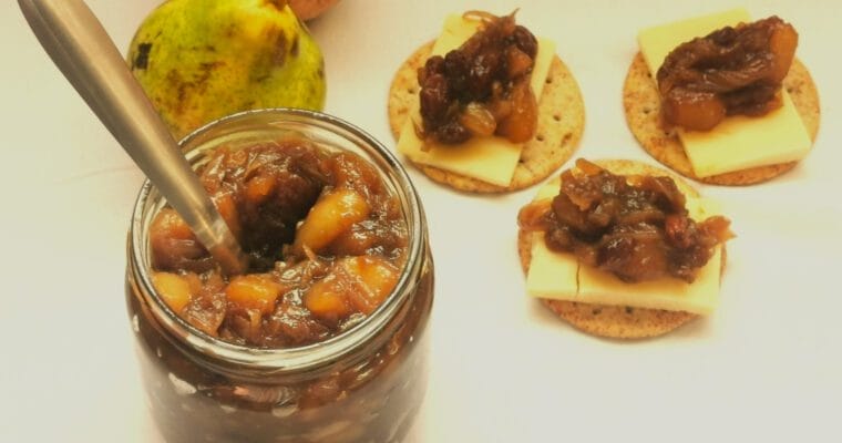 Easy pear and caramelised onion chutney